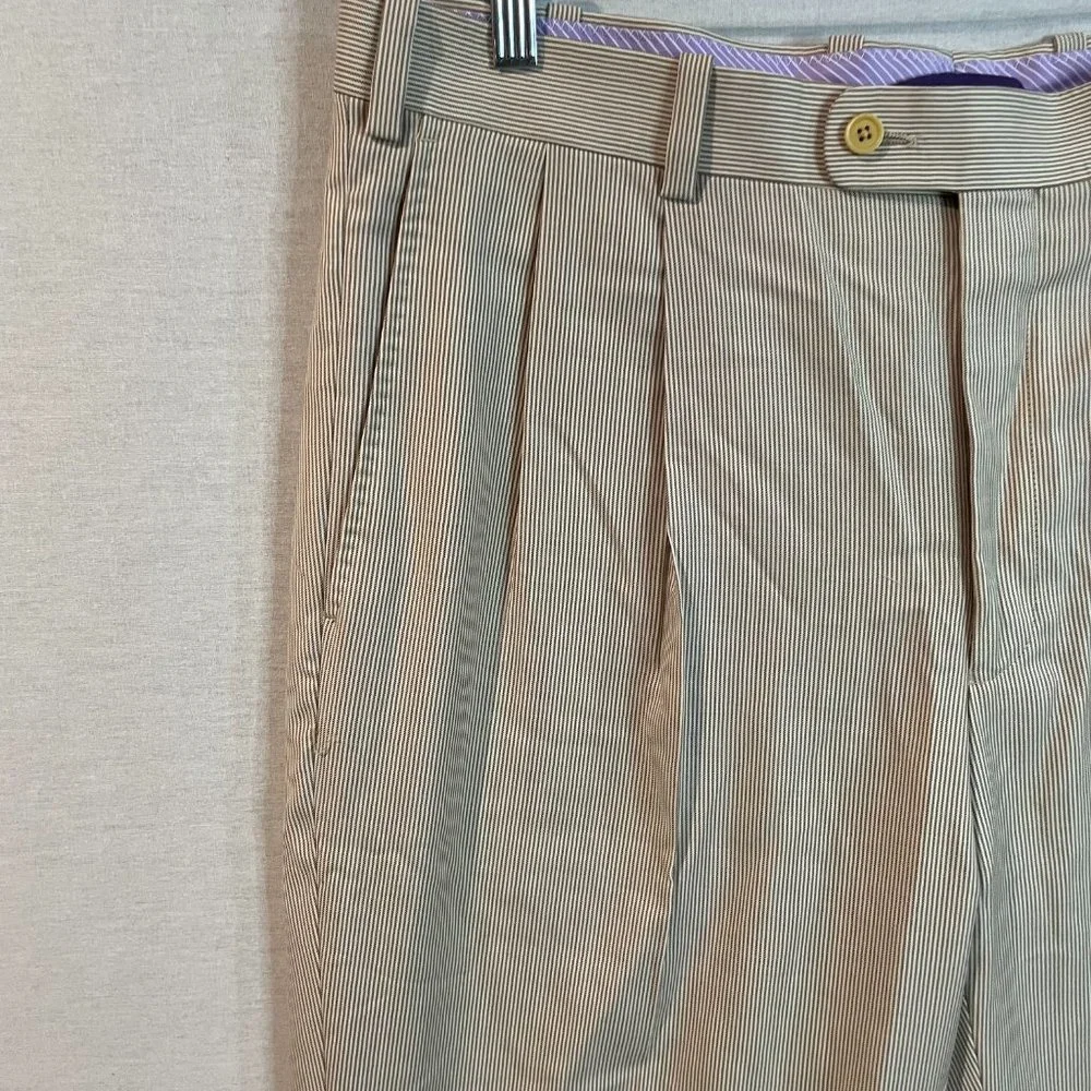 Aristo Eighteen Mens Brown/White Stirling Pinstripe Alberdeen Dress Pant 38/35